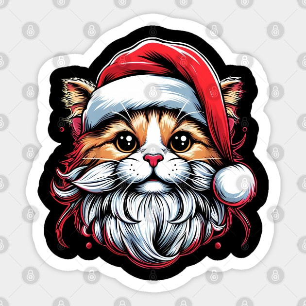 Cute Cat as Santa on Christmas Sticker by cowyark rubbark